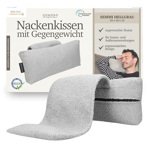 BlezLiving dutch authentic Cohoso® Nackenkissen mit Gegengewicht - Ergonomisches Nackenstützkissen, Nackenrolle Kissen Halbrund für Sessel, Höhenverstellbares Neck Pillow, Kopfstütze Sofa Couch von BlezLiving dutch authentic