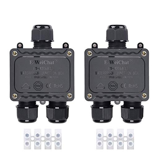 Abzweigdose Wasserdicht IP68 Ø4mm-Ø14mm Tüv-Zertifizierung Schwarz Elektrischer Außen Verteilerdose für Garten | Outdoor | Boden 3 Wege Wasserdichte Abzweigdose aus Einem Stück Plastik (2 pack) von Blfde