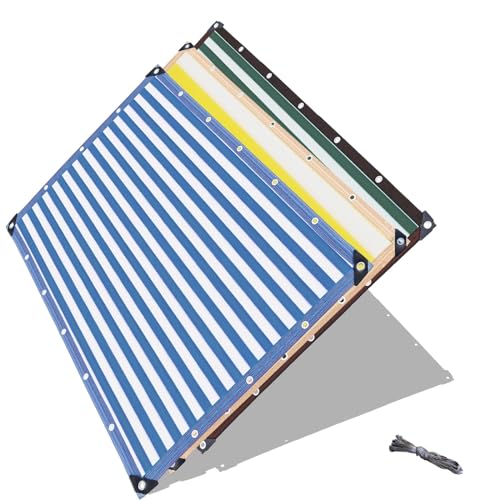90% Gelb-weiß Gestreifte Sonnensegel, Sonnenschutztuch For Die Terrasse, Garten Schattierungsnetz Blau-weißes, Grün-weißes Schattennetz Mit Ösen, 1X1 1X2 2X2 2X3 2X4 2X5 2X6 2X8 2X10M(Blue White,2mx3m von Bliajkswyr