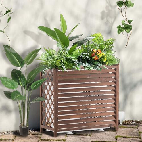 Air Conditioning Cover Outdoor Unit Wooden Privacy Fence Balcony Cladding Air Conditioning Outdoor Unit Weatherproof Protective Grille Decoration Garden for Heat Pump and Air Conditioning(S) von Bliajkswyr