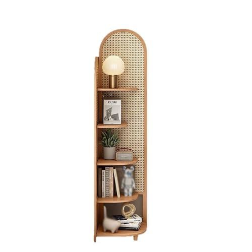 Bliajkswyr 5-stöckiges Eckregal Aus Rattan 39.5x39.5x168cm Schrank-BüCherregal Großzügige Arbeitsfläche Eckregal Bücherregal Passt In Enge Räume Hohe Eck-BüCherregale für Wohnzimmer(Tea Brown) von Bliajkswyr