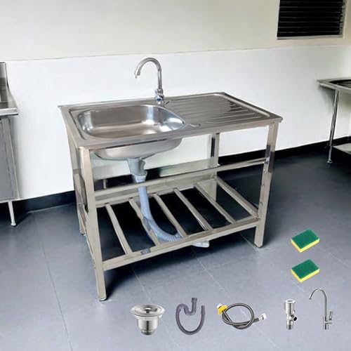 Bliajkswyr Abwasch Garten Freistehende Spüle Camping Spültisch mit Wasserhahn 75x40x75cm Ausgussbecken 304 Edelstahl Multifunktionswaschtisch Spültisch für Waschküche Außen Innen Küche Restaurant Bliajkswyr Abwasch Garten Freistehende Spüle Camping Spültisch mit Wasserhahn 75x40x75cm Ausgussbecken 304 Edelstahl Multifunktionswaschtisch Spültisch für Waschküche Außen Innen Küche Restaurant von Bliajkswyr
