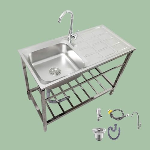 Bliajkswyr Camping Spülbecken 75 83cm Küchenspüle Freistehend Outdoor mit Wasserhahn und Ständer Multifunktionswaschtisch Spültisch Einfach Zu Montieren für Küche Restaurant Außen Innen(75x40x75cm) von Bliajkswyr