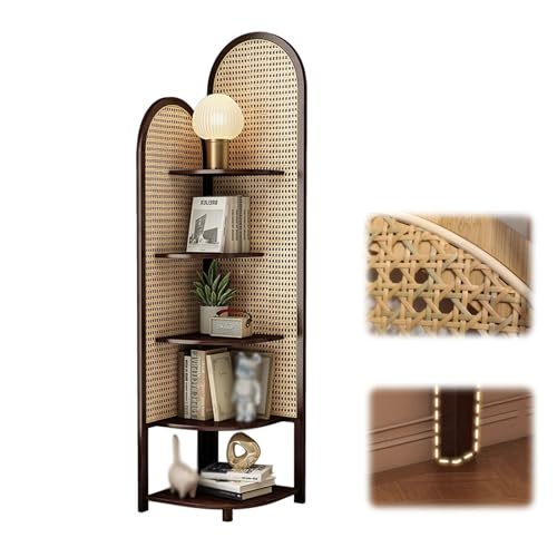 Bliajkswyr Hohe Eck-BüCherregale Holz Eckregal stehend 39.5x39.5x168cm 5-stöckiges Eckregal Aus Rattan Schrank-BüCherregal Großzügige Arbeitsfläche Passt In Enge Räume Wohnzimmer(Walnut) von Bliajkswyr
