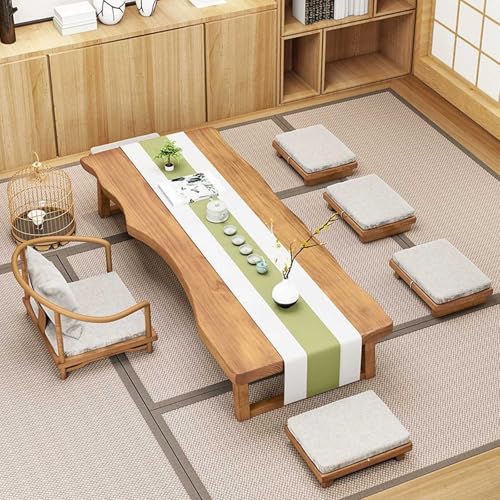 Bliajkswyr Japanischer Bodentisch Niedriger Couchtisch für Tatami-Sitzen 100 120 140 160 180 200cm Langer Teetisch platzsparender Lerntisch für Essen und Meditation(160x60x35cm) von Bliajkswyr