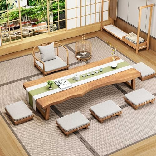 Bliajkswyr Japanischer Bodentisch aus Holz Niedriger Couchtisch zum Sitzen auf Tatami-Pfaden Rechteckiger Stil Tatami Tisch zum Sitzen auf dem Boden für Essen und Meditation(160x60x35cm) von Bliajkswyr