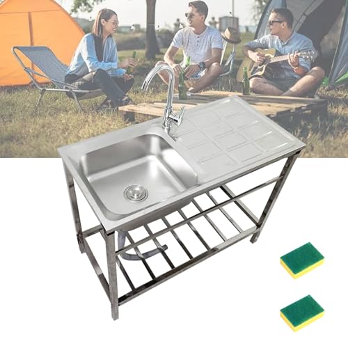Bliajkswyr Outdoor Spüle Edelstahl Freistehend Camping Spüle Mobile Waschbecken mit Wasserhahn und Ständer 75x40x75cm Wetterfest Geräuscharm Tragbare Spüle für Küche Garage Garten Werkstatt Bliajkswyr Outdoor Spüle Edelstahl Freistehend Camping Spüle Mobile Waschbecken mit Wasserhahn und Ständer 75x40x75cm Wetterfest Geräuscharm Tragbare Spüle für Küche Garage Garten Werkstatt von Bliajkswyr