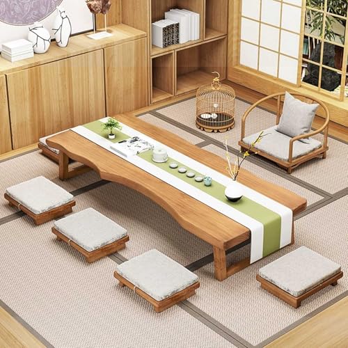 Bliajkswyr Rechteckiger Stil Tatami Tisch 100 120 140 160 180 200cm Japanischer Bodentisch Niedriger Couchtisch für Essen und Meditation Lerntisch Vintage Teetisch Platzsparender(200x60x35cm) von Bliajkswyr