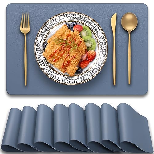 Blibalaskr Tischsets Abwaschbar,Platzsets 8er Set,wasserdichte und abwischbare,hitzebeständige doppelseitige PVC-Platzdeckchen,geeignet für Küche,Esstisch,Esszimmer 45cm×30cm(Blau) von Blibalaskr