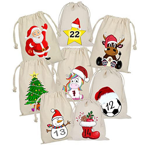Adventskalender zum Befüllen, Weihnachtsbaum, Buntgemischt & nummeriert Mix, 24 Stoffbeutel, Bedruckt, Weihnachten Geschenksäckchen, DIY Adventskalender Säckchen, Selber Befüllen, Weihnachtskalender Adventskalender zum Befüllen, Weihnachtsbaum, Buntgemischt & nummeriert Mix, 24 Stoffbeutel, Bedruckt, Weihnachten Geschenksäckchen, DIY Adventskalender Säckchen, Selber Befüllen, Weihnachtskalender von Blickfang