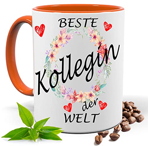 Beste Kollegin der Welt | Lieblingskollegin | Kollegen | Kaffee Tee Tasse | Fototasse, Büro Tasse , Motivtasse bedruckte Tasse | Kaffeetasse, Teetasse |Geschenk Idee | Keramik (Orange) von Blickfang