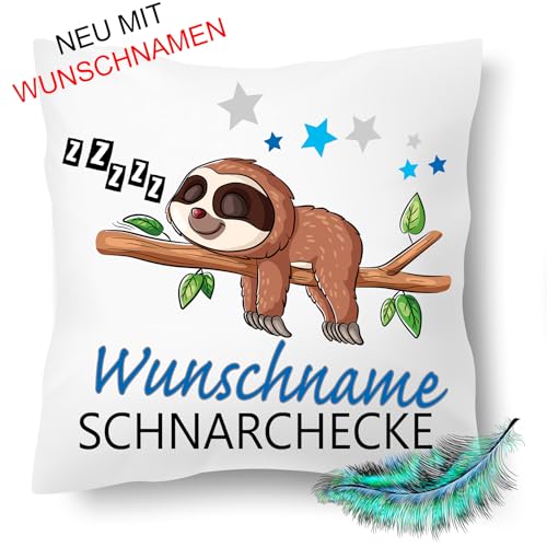 Blickfang Schnarchecke mit deinem Wunschnamen, Kuschelkissen personalisiert mit eigenem Namen |Geschenk| Eltern Mama, Papa | Fotokissen | Motivkissen | bedrucktes Kissen von Blickfang