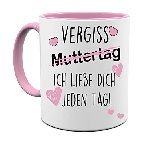 MUTTERTAG TASSE | VERGISS MUTTERTAG | GESCHENK|MUTTI LIEBE |TASSE|MOTIV TASSE | BEDRUCKTE TASSE | KAKAOTASSE | TEETASSE | GESCHENK|KERAMIK|TASSE (Rosa) von Blickfang