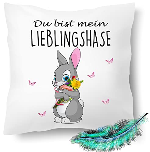 Ostergeschenk | Ostern Geschenk Kissen | Du bist Mein Lieblingshase | Osterhase, Dekokissen | Kuschelkissen 40X40 Bedruckt | Kissenbezug (mit Kissenfüllung) von Blickfang