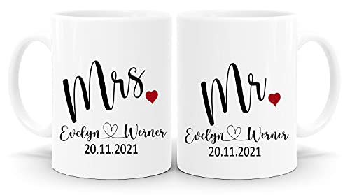 Partnertasse | personalisiert mit eurem Datum und Namen, MR & MRS| Fototasse | Motivtasse | bedruckte Tasse | Geschenk | Keramik| Fototassen | Tassen | Kaffeetasse | Teetasse | Für Sie und Ihn von Blickfang