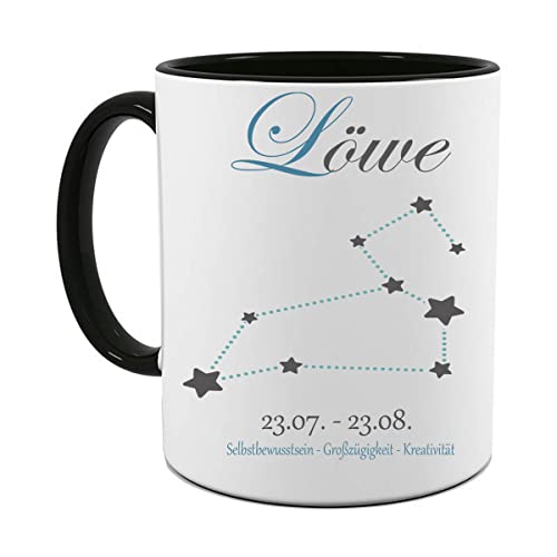 STERNZEICHEN, HOROSKOP, TIERKREISZEICHEN, |KOLLEGEN | KAFFEE TEE TASSE|FOTOTASSE|BÜRO TASSE|MOTIV TASSE | BEDRUCKTE TASSE | KAFFEETASSE | TEETASSE | GESCHENK|KERAMIK (Löwe, Schwarz) von Blickfang