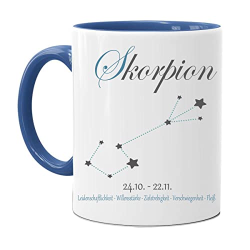 STERNZEICHEN, HOROSKOP, TIERKREISZEICHEN, |KOLLEGEN | KAFFEE TEE TASSE|FOTOTASSE|BÜRO TASSE|MOTIV TASSE | BEDRUCKTE TASSE | KAFFEETASSE | TEETASSE | GESCHENK|KERAMIK (Skorpion, Blau) von Blickfang