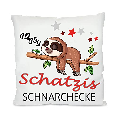 Schnarchecke Kuschelkissen |Geschenk| Eltern Mama, Papa, Tante, Bruder, Schwester | Fotokissen | Motivkissen | bedrucktes Kissen | Baumwolle | Kissen | Motivkissen (mit Kissenfüllung, Schatzi) von Blickfang