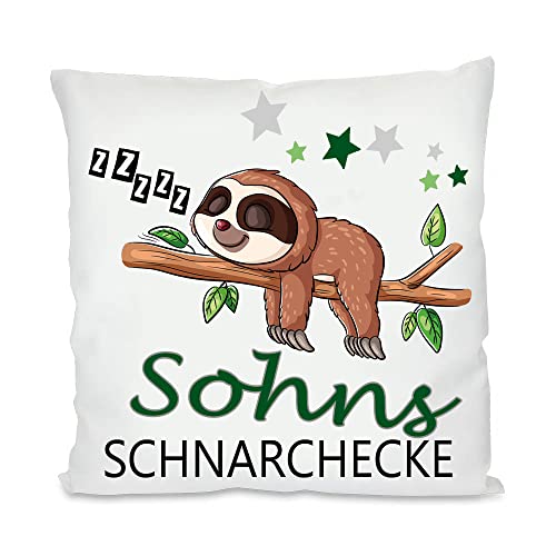 Blickfang Schnarchecke Kuschelkissen |Geschenk| Eltern Mama, Papa, Tante, Bruder, Schwester | Fotokissen | Motivkissen | bedrucktes Kissen | Baumwolle | Kissen | Motivkissen (mit Kissenfüllung, Sohn) von Blickfang