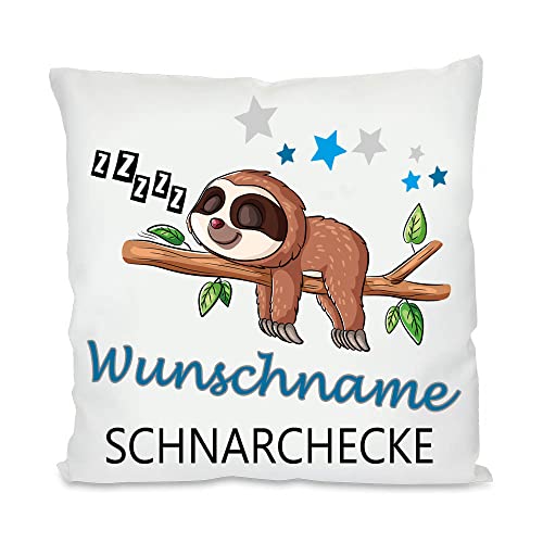 Blickfang Schnarchecke Kuschelkissen |Geschenk| Eltern Mama, Papa, Tante, Bruder, Schwester | Fotokissen Motivkissen bedrucktes Kissen Baumwolle (mit Kissenfüllung, Wunschname) von Blickfang