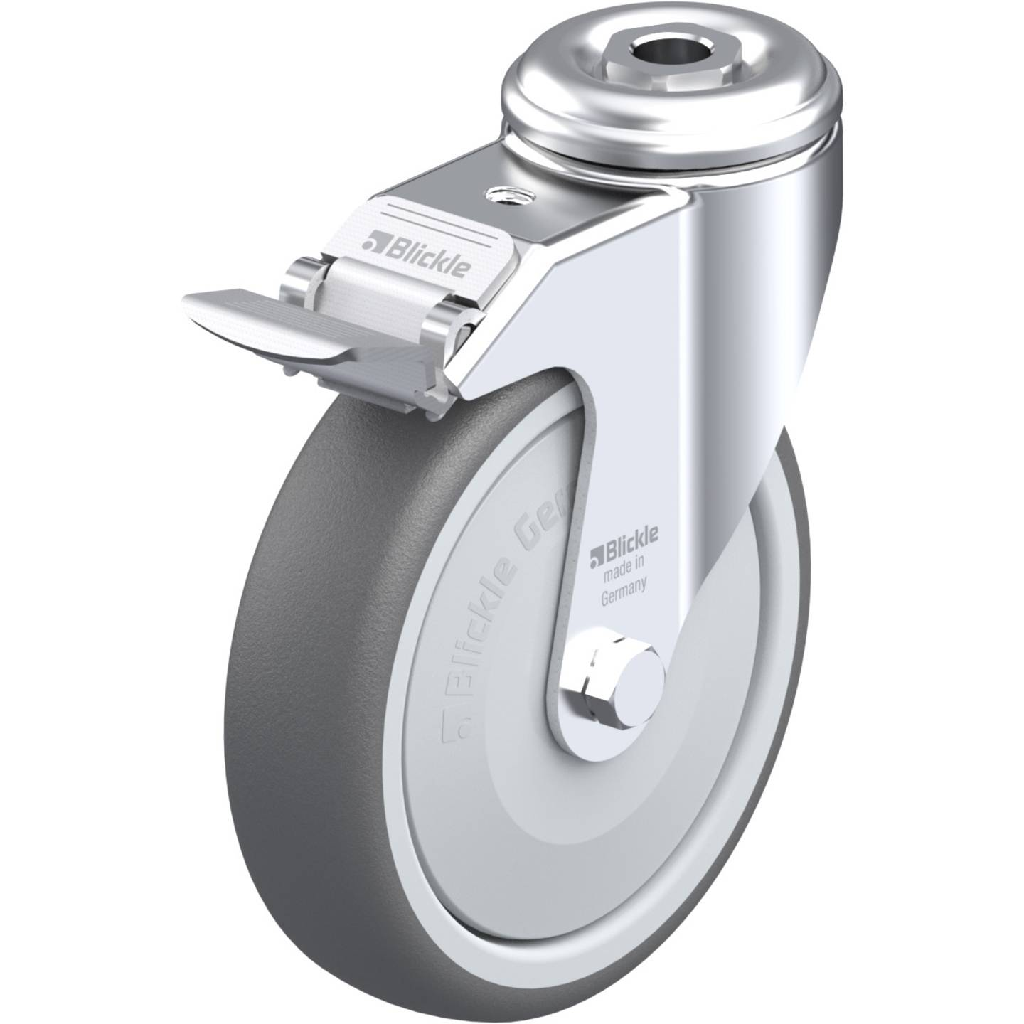 B-Ware Blickle Lenkrolle Apparaterolle Industrie Rad Polyurethan Rückenloch Dunkelgrau von Blickle