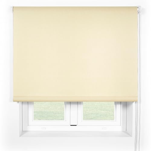 Blindecor Ara Clement Beige | Rollo mit lichtdurchlässigem Stoff, 80 x 190 cm (Breite x Höhe) | Stoffgröße ca. 77 x 185 cm | Fensterrollos von Blindecor