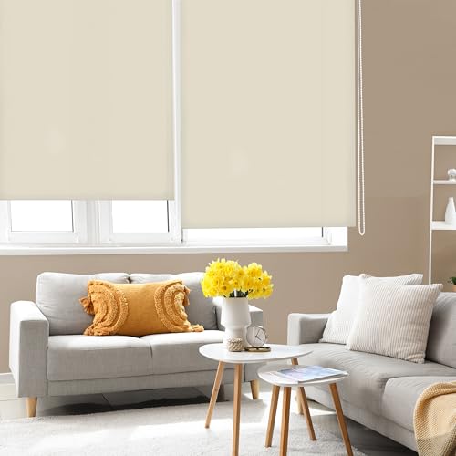 Blindecor Ara | Lichtdurchlässiges Rollo | Hellbraun | 100 x 175 cm (BxH) | Stoffgröße 97 x 170 cm | Rollos für fenster von Blindecor