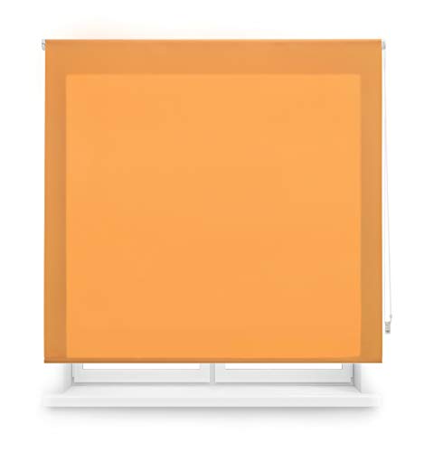 Blindecor Ara | Lichtdurchlässiges Rollo | Orange | 100 x 175 cm (BxH) | Stoffgröße 97 x 170 cm | Rollos für fenster von Blindecor