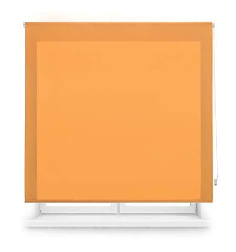 Blindecor Ara | Lichtdurchlässiges Rollo | Orange | 160 x 175 cm (BxH) | Stoffgröße 157 x 170 cm | Rollos für fenster von Blindecor