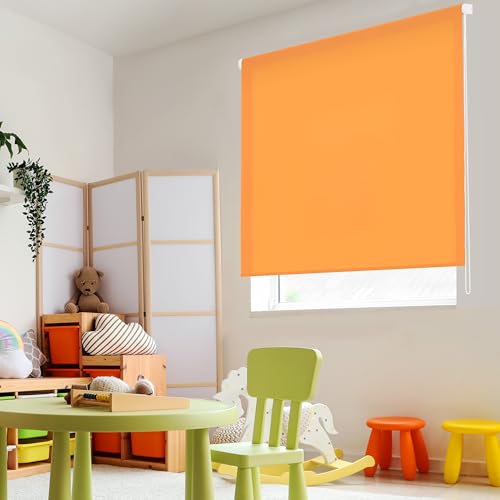 Blindecor Ara | Lichtdurchlässiges Rollo | Orange | 140 x 175 cm (BxH) | Stoffgröße 137 x 170 cm | Rollos für fenster von Blindecor