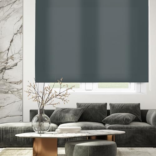 Blindecor Ara | Lichtdurchlässiges Rollo | Bläulich grau | 140 x 175 cm (BxH) | Stoffgröße 137 x 170 cm | Rollos für fenster von Blindecor