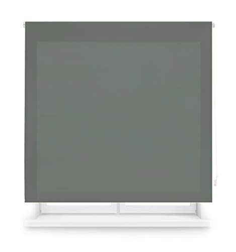 Blindecor Ara | Lichtdurchlässiges Rollo | Bläulich grau | 180 x 175 cm (BxH) | Stoffgröße 177 x 170 cm | Rollos für fenster von Blindecor