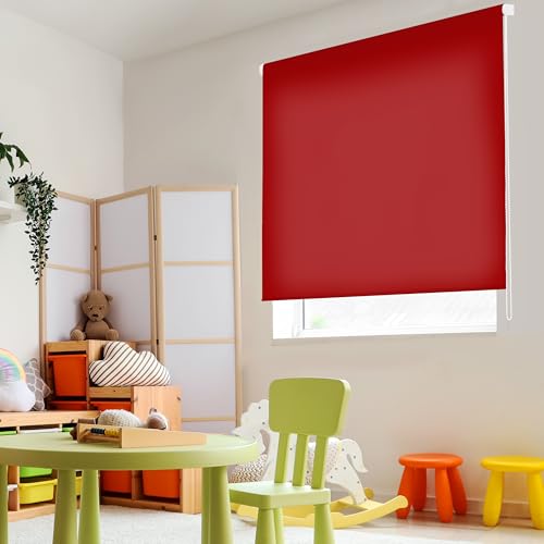 Blindecor Ara | Lichtdurchlässiges Rollo | Bordeauxrot | 180 x 250 cm (BxH) | Stoffgröße 177 x 245 cm | Rollos für fenster von Blindecor