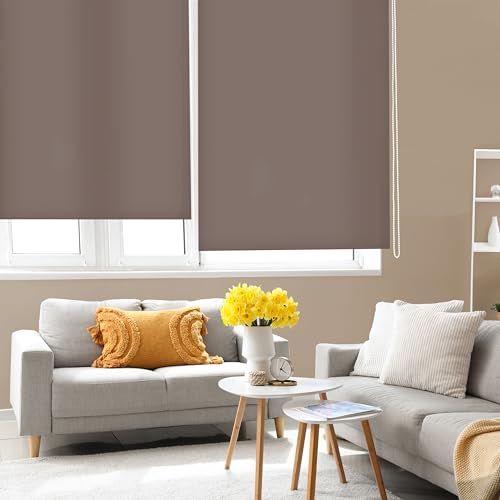 Blindecor Ara | Lichtdurchlässiges Rollo | Braun | 140 x 250 cm (BxH) | Stoffgröße 137 x 245 cm | Rollos für fenster von Blindecor