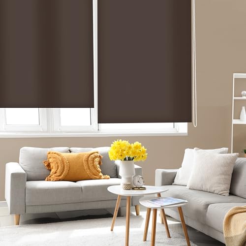 Blindecor Ara | Lichtdurchlässiges Rollo | Dunkelbraun | 140 x 250 cm (BxH) | Stoffgröße 137 x 245 cm | Rollos für fenster von Blindecor