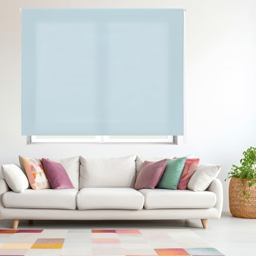 Blindecor Ara | Lichtdurchlässiges Rollo | Hellblau | 120 x 175 cm (BxH) | Stoffgröße 117 x 170 cm | Rollos für fenster von Blindecor