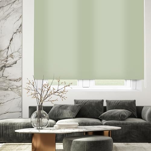 Blindecor Ara | Lichtdurchlässiges Rollo | Pastelgrün | 180 x 175 cm (BxH) | Stoffgröße 177 x 170 cm | Rollos für fenster von Blindecor