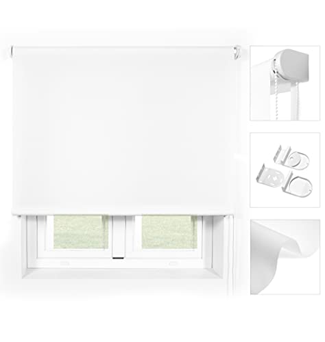 Blindecor Ara Premium | Hochwertiges durchscheinendes glattes Rollo - Weiß, 90 x 190 cm (BxH) | Stoffgröße 87 x 185 cm Rollos Premium für Fenster von Blindecor