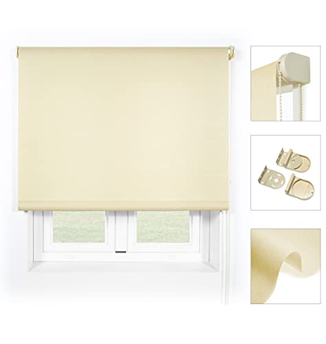 Blindecor Ara Premium | Hochwertiges durchscheinendes glattes Rollo - Beige, 130 x 190 cm (BxH) | Stoffgröße 127 x 185 cm Rollos Premium für Fenster von Blindecor