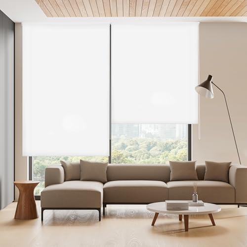 Blindecor Ara | Lichtdurchlässiges Rollo | Ekrü | 150 x 175 cm (BxH) | Stoffgröße 147 x 170 cm | Rollos für fenster von Blindecor