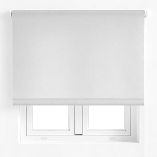 Blindecor Ara Versailles Silber | lichtdurchlässiges Rollo - 140 x 190 cm (Breite x Höhe) | Stoffgröße ca. 137 x 185 cm | Fensterrollos von Blindecor