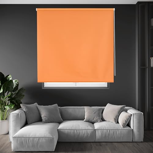 Blindecor Draco | Rollo verdunkelung - Orange, 100 x 175 cm (BxH) | Stoffgröße 97 x 170 cm. Thermorollo für fenster von Blindecor