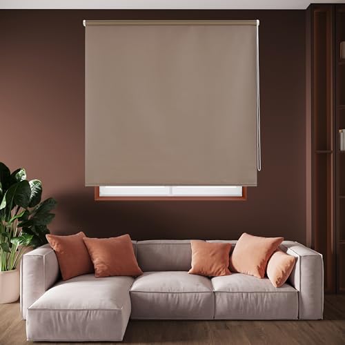 Blindecor Draco | Rollo verdunkelung - Braun, 140 x 175 cm (BxH) | Stoffgröße 137 x 170 cm. Thermorollo für fenster von Blindecor