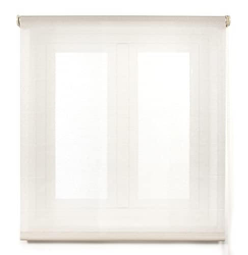 Blindecor Belmont Rollo lichtdurchlässiges Gewebe, glänzend, Beige, 120 x 270 cm (Breite x Höhe), Stoffgröße 117 x 265 cm, Fensterrollo von Blindecor