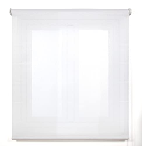 Blindecor Belmont Rollo, lichtdurchlässig, glänzend, Weiß, 110 x 180 cm (Breite x Höhe), Stoffmaße: 107 x 175 cm, für Fenster von Blindecor