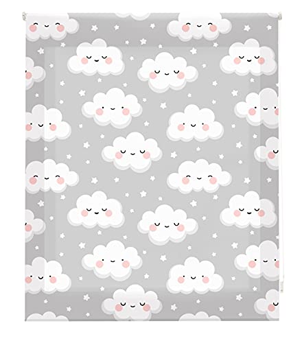 Blindecor Digital Kinder | Transparentes Rollo mit Digitaldruck, Modell Happyclouds | 150 x 180 cm (BxH) | Stoffgröße 147 x 175 cm | Fensterrollos von Blindecor