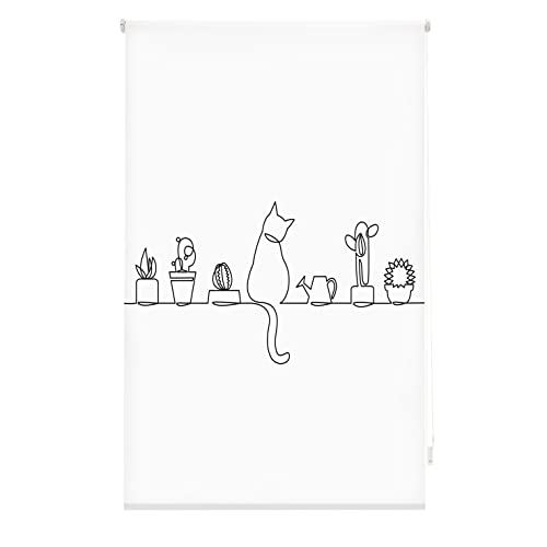 Blindecor Digitale Küche | lichtdurchlässiges Rollo mit Digitaldruck | Modell Cat | 110 x 180 cm (Breite x Höhe) Stoffgröße 107 x 175 cm | Fensterrollos von Blindecor