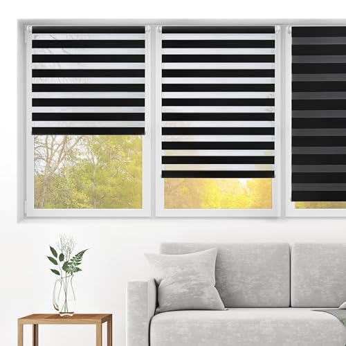 Blindecor - Indus doppelrollo klemmfix ohne bohren - duo rollo klemmfix Schwarz - 52 x 180 cm (Breite x Länge) Stoffgröße 49 x 175 cm Blindecor - Indus doppelrollo klemmfix ohne bohren - duo rollo klemmfix Schwarz - 52 x 180 cm (Breite x Länge) Stoffgröße 49 x 175 cm von Blindecor
