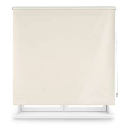 Blindecor Draco | Rollo verdunkelung - Beige, 120 x 230 cm (BxH) | Stoffgröße 117 x 225 cm. Thermorollo für fenster von Blindecor