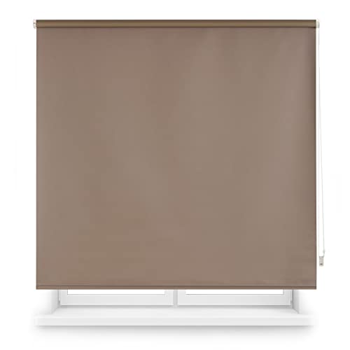 Blindecor Draco | Rollo verdunkelung - Braun, 100 x 230 cm (BxH) | Stoffgröße 97 x 225 cm. Thermorollo für fenster von Blindecor